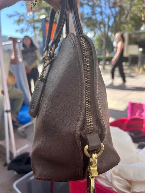 Coach Dark Brown Satchel with Gold Charm Chain - Picture 4 of 7